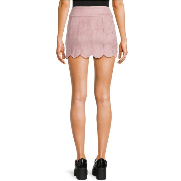 KatieJNYCMini Blush Suede Scallop Fit and Flare Autumn Skirt Size Medium - Picture 3 of 6